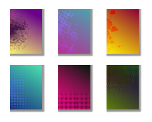 Text frame Surface bundle set. Green, yellow, blue, orange a4 brochure cover design. A collection of title sheet models. Polygonal space icon. Vector front page font.
