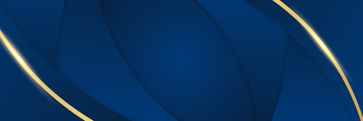 Modern abstract dark navy blue and gold banner background. Vector abstract graphic design banner pattern background template.