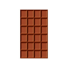 Chocolate Bar Isolated, Milk Brown Chocolate.
