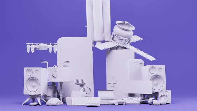 Abstract background showing a collage of technology related objects