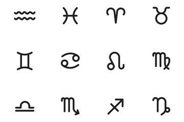 flat set of twelve horoscope icons