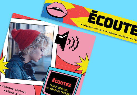 Ensemble de banni&egrave;res web Retour aux ann&eacute;es&nbsp;90