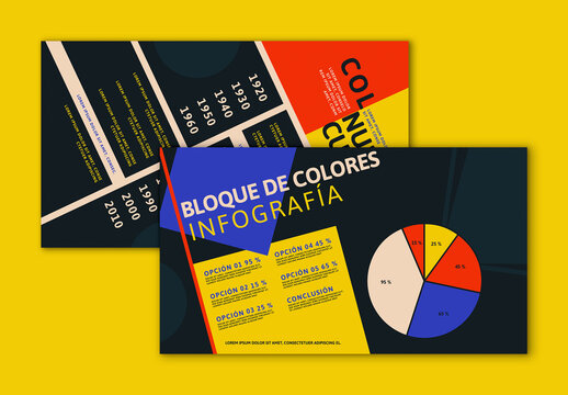 Infograf&iacute;a cronol&oacute;gica con bloques de color