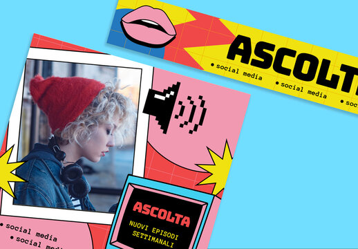 Set di banner Web di ritorno al passato anni '90