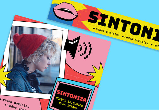 Conjunto de banners web sobre la vuelta a los 90