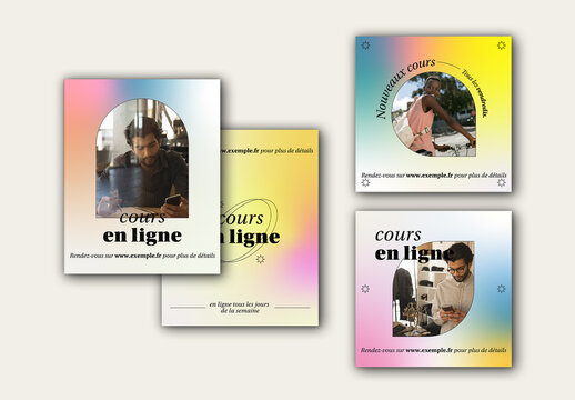 Ensemble pour les r&eacute;seaux sociaux avec d&eacute;grad&eacute; apaisant