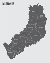 Misiones province administrative map