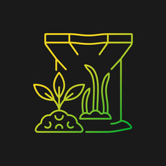 Sapropel gradient vector icon for dark theme. Organic soil supplement. Marine debris, sediment used as plant feeding. Thin line color symbol. Modern style pictogram. Vector isolated outline drawing