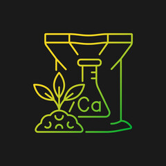 Calcium fertilizers gradient vector icon for dark theme. Chemical and organic supplements for plants. Crop feeding. Thin line color symbol. Modern style pictogram. Vector isolated outline drawing