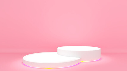 white stand on a light pink background,mock up podium for product presentation,3D rendering