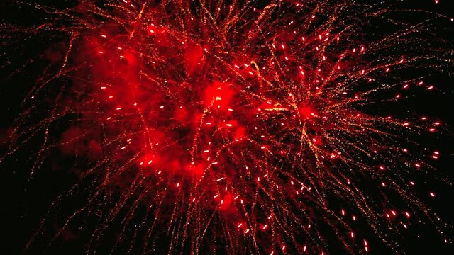 Fireworks in the dark night sky.