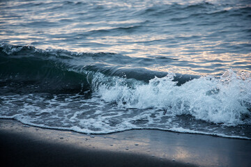 Sea wave, big waves, sandy beach