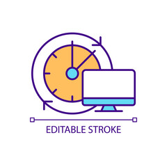 Operating system updates installation time RGB color icon. Regular device checkup to protect personal data. Isolated vector illustration. Simple filled line drawing. Editable stroke