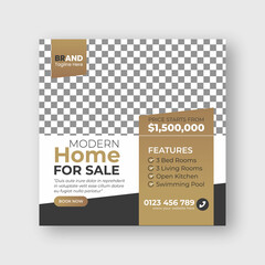 Real estate house Instagram post or social media banner template
