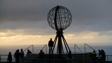 Sun breaks through the clouds at North Cape, Norway
