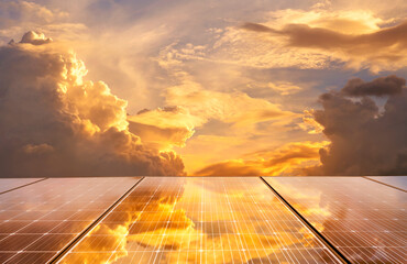 The powerful sky reflected on the solar panels.