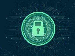 2d illustration lock with background 