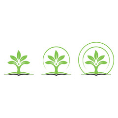 person, tree, book, abstract icon vector