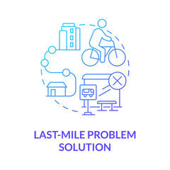 Last-mile problem solution blue gradient concept icon. Scooter sharing benefit abstract idea thin line illustration. Short trip from workplace to home. Vector isolated outline color drawing