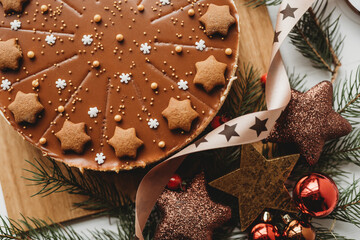 chocolate stars sprinkles christmas food cheesecake 
