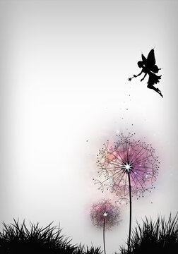Fairy and dandelions silhouette art
