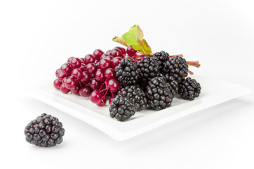 Red fruits isolated on white