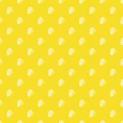 Pattern with a white human skull on a colorful yellow background. Bright abstract surface.
