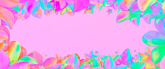 Minimalistic stylized abstract scene. Creative object 3d flowers background.  Candy colours trends
