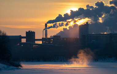 winter, frost, steam heating pipes
