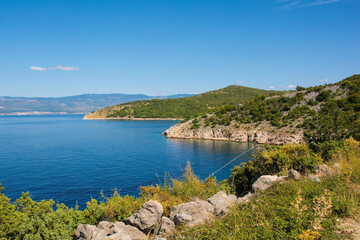 Fototapeta na wymiar The landscape near Potovosce on Krk Island in Primorje-Gorski Kotar County in western Croatia 