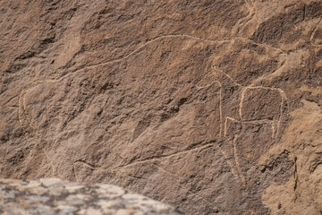 ancient rock carvings (petroglyphs), Gobustan, Azerbaijan