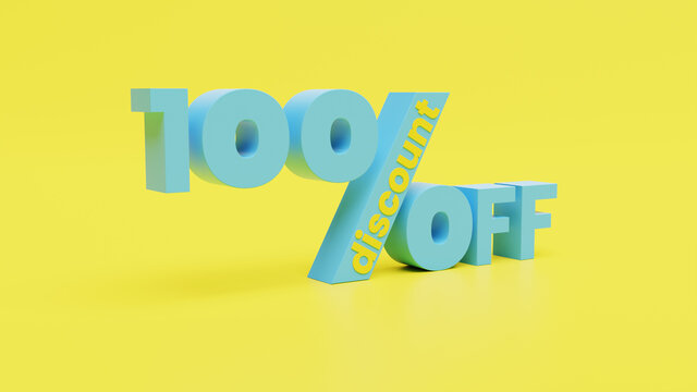 Yellow and Blue 100 Percent Discount