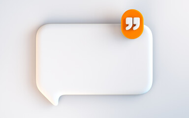 Quote box frame icon empty space blogging template on white background 3d render concept for texting