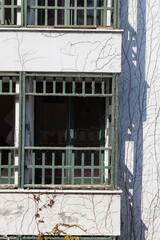 The balcony of an old and abandoned white building in Turkey