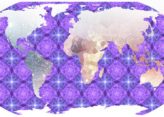 blue and white background, world map