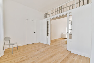 Large room with glass patterned sliding doors