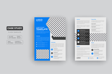 Case Study Template | Business Case Study Booklet Layout with blue color | Double Side Flyer Template	