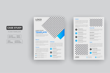 Case Study Template | Business Case Study Booklet Layout with blue color | Double Side Flyer Template	