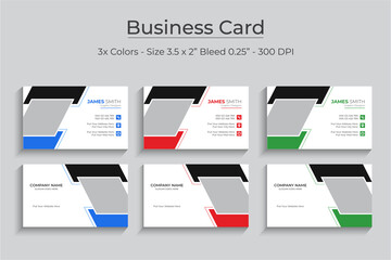 Abstract Clean and simple set of Business Card Template, Modern horizontal name card, Flat Style Vector Illustration. Stationery Design and visiting card, Creative and professional business card.