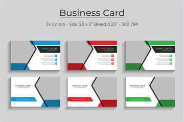 Abstract Clean and simple set of Business Card Template, Modern horizontal name card, Flat Style Vector Illustration. Stationery Design and visiting card, Creative and professional business card.