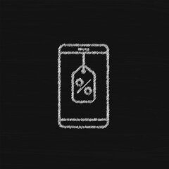 Obraz premium Online shopping. Phone with badge sketch vector icon