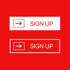 Sign up red and white buttons vector illustration for web