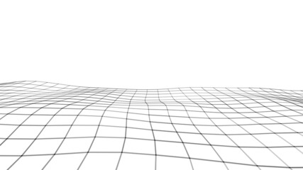 Abstract perspective grid. Digital retro background. Wireframe cyber landscape on white background. 3d rendering.