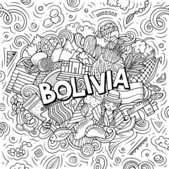 Bolivia hand drawn cartoon doodle illustration. Funny local design.