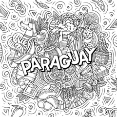 Paraguay hand drawn cartoon doodle illustration.