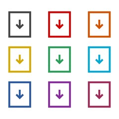 Download file icon isolated on white background, color set