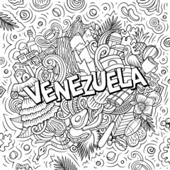 Venezuela hand drawn cartoon doodle illustration.