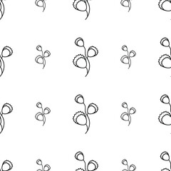 Abstract Doodle Seamless Pattern Plants Branch Botanic Leaf Leaves Herb Nature Background Decoration Vector Design Style For Prints Textiles, Clothing, Gift Wrap, Wallpaper, Pastel