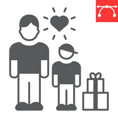 Orphans help glyph icon, volunteering and childhood, man with child vector icon, vector graphics, editable stroke solid sign, eps 10.