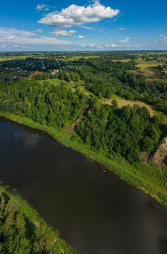 punia village and mount in lithuania from drone